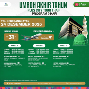 Promo Umroh Akhir Tahun 2025 – City Tour Thaif, hotel dekat Masjidil Haram dan Nabawi