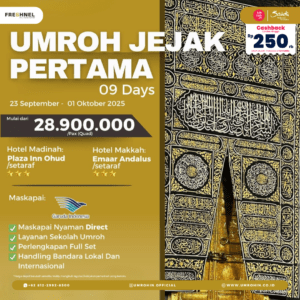 Poster Program Umroh Jejak Pertama 2025 dari Kebaikan Tour – 9 Hari Garuda Indonesia