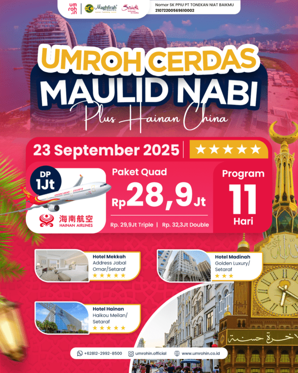 Umroh Cerdas Hainan 2025–2026 – Paket 11 Hari Hotel Address Jabal Omar & Golden Luxury